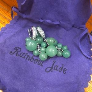 Rhinestone and Jade Drop Earrings